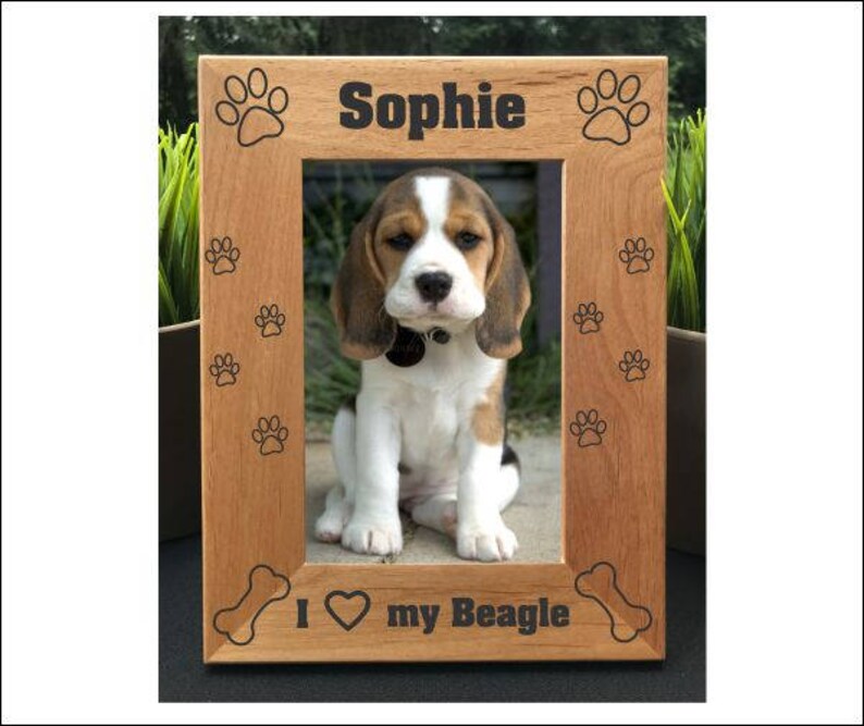 I Love My Beagle Personalized Engraved Photo Frame Picture Dog Lover Gift New Puppy We Our