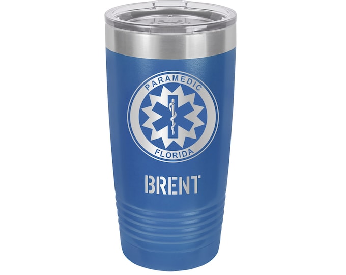 Florida Paramedic Travel Tumbler // Personalized Engraved // Custom // Mug