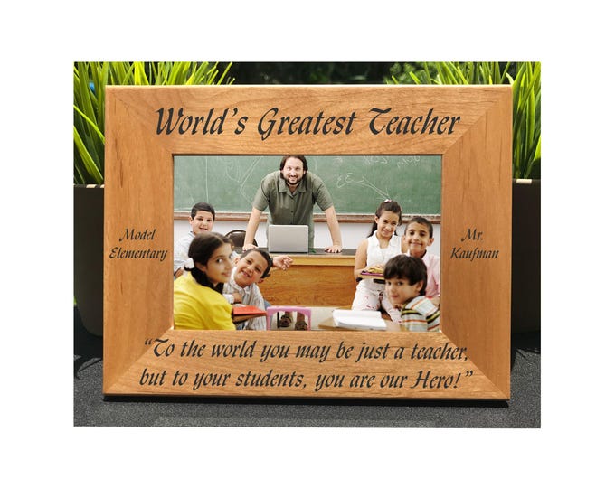 World's Greatest Teacher // Personalized Engraved Photo Frame // Elementary Teacher // High School Teacher // Teacher Aide // Principal