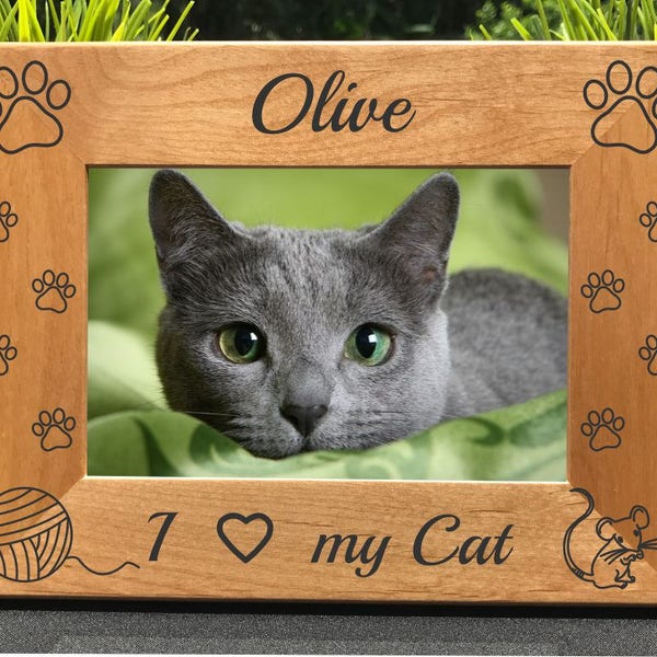 I Love my Cat // Personalized Engraved  Photo Frame // Cat Lover // Kitten