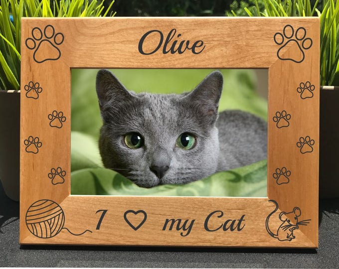 I Love my Cat // Personalized Engraved  Photo Frame // Cat Lover // Kitten