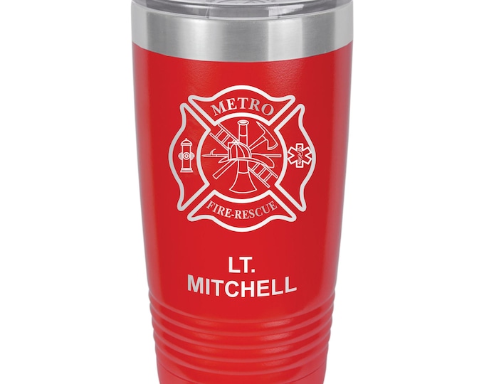 Firefighter // Maltese Cross // Personalized Engraved Travel Tumbler // Travel Mug // Fireman // Fire Rescue // Vacuum Insulated