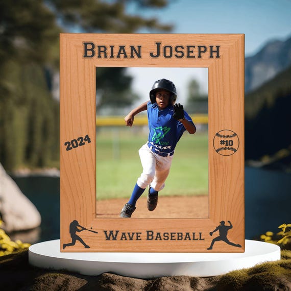 Custom Engraved Baseball Photo Frame – Personalized Sports Gift