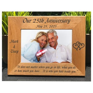 Engraved Wood Anniversary Photo Frame: Personalized Keepsake Gift