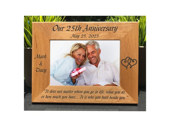Engraved Wood Anniversary Photo Frame: Personalized Keepsake Gift