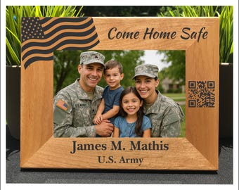 Custom Engraved Military Deployment QR Message Frame | Personalized Photo Frame Gift