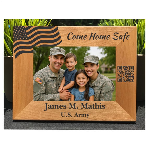 Custom Engraved Military Deployment QR Message Frame | Personalized Photo Frame Gift