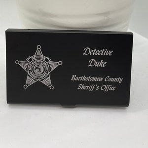 Personalized Engraved_Police Officer Business Card Case_Holder_Deputy Sheriff_State Trooper_Agent_Detective