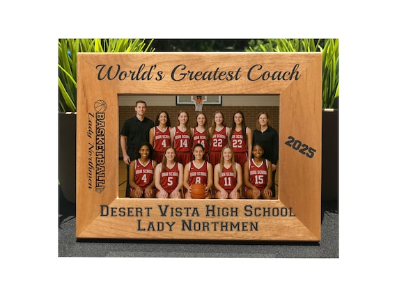 Personalized Basketball Coach Photo Frame - Engraved Team Gift