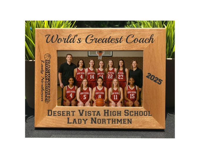 World's Greatest Basketball Coach // Personalized Engraved Photo Frame // Picture Frame // Gift // High School // Team // College