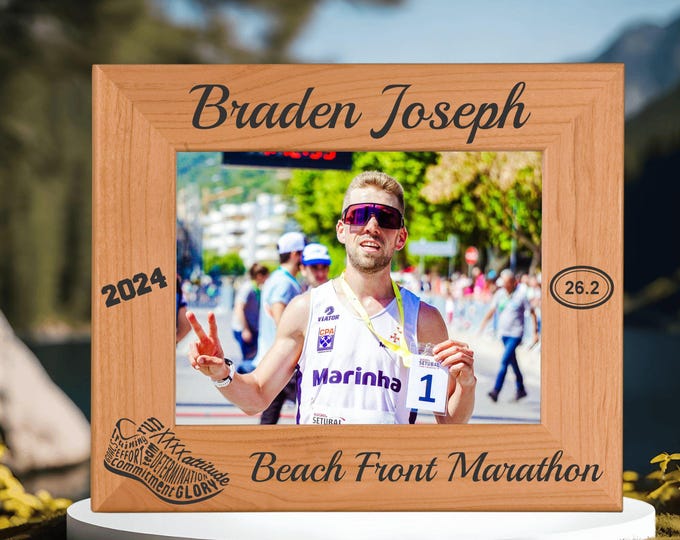 Marathon Distance Runner Custom Engraved Photo Frame | Personalized Keepsake for Runners | Unique Gift for Runners