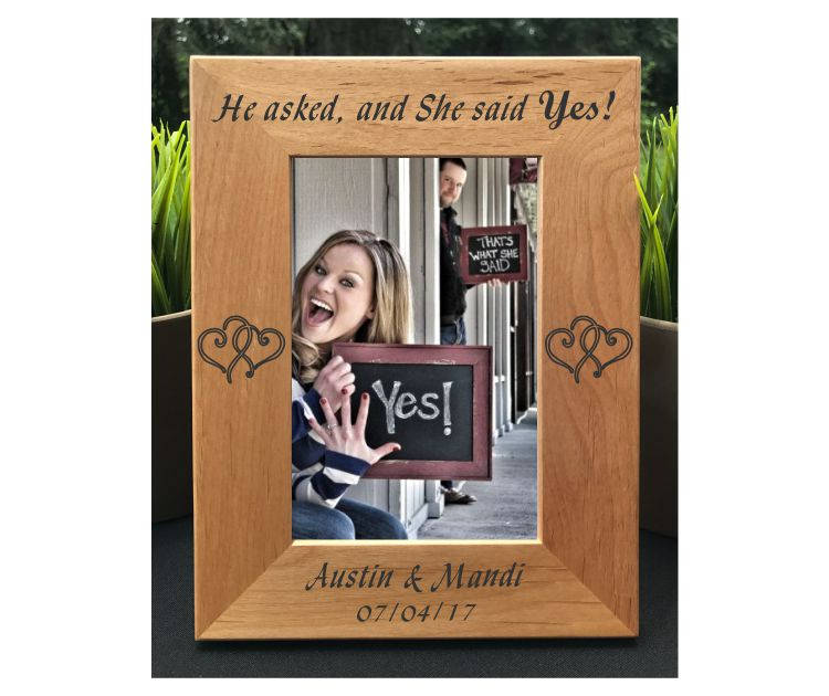 She Said Yes Wedding Engagement Personalized Engraved Photo Gallery Photo