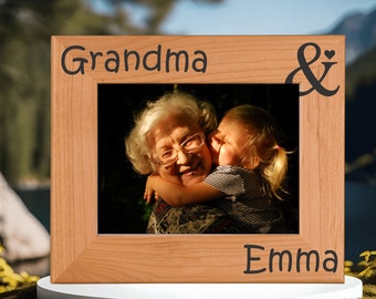 Engraved Photo Frame for Grandma | Custom Red Alder Wood Keepsake