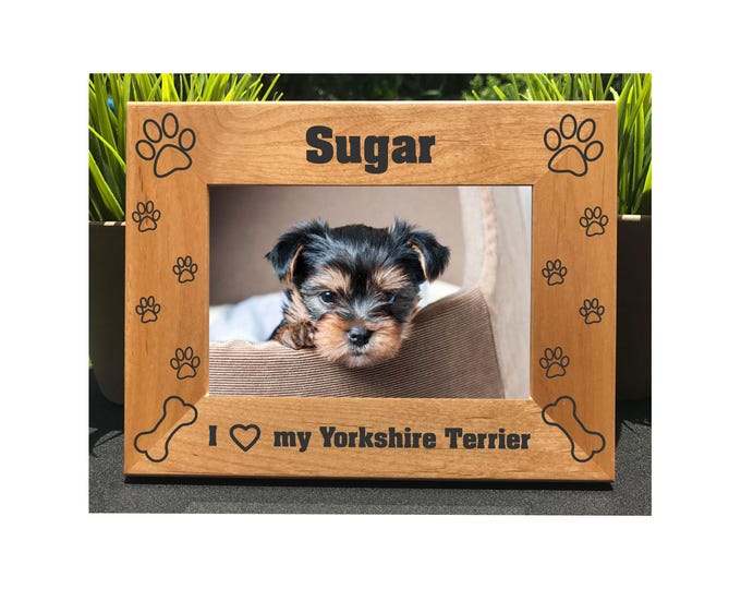 I Love My Yorkshire Terrier // Personalized Engraved Photo Frame // Picture Frame // Yorkie // We Love Our Yorkie // Gift