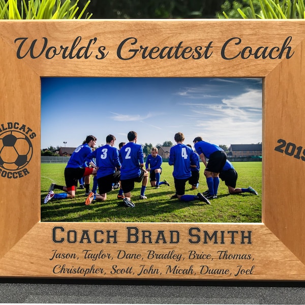 World's Greatest Soccer Coach // Personalized Engraved Photo Frame // Picture Frame // Gift // High School // Team // College