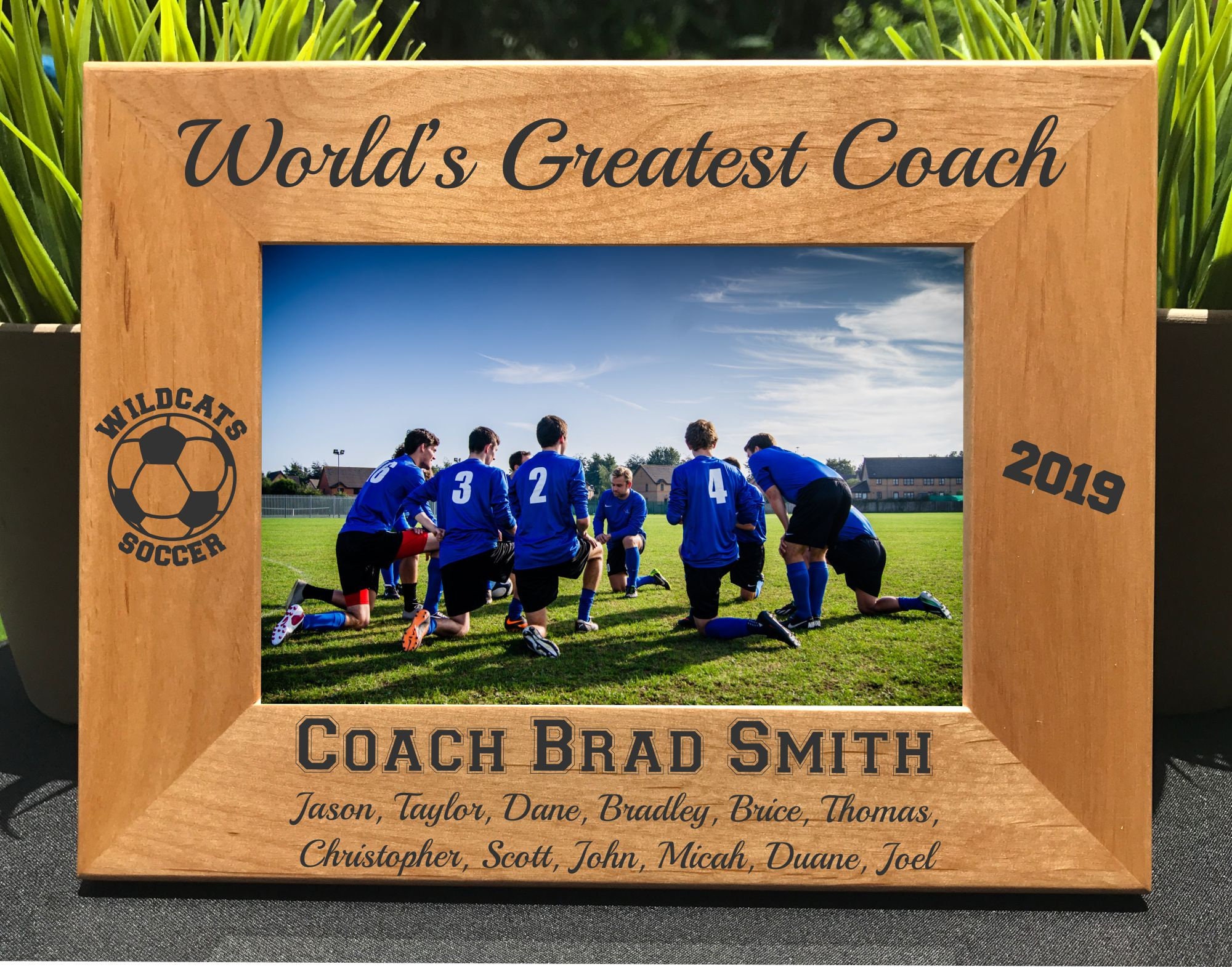 World's Greatest Soccer Coach // Personalized Engraved Photo Frame