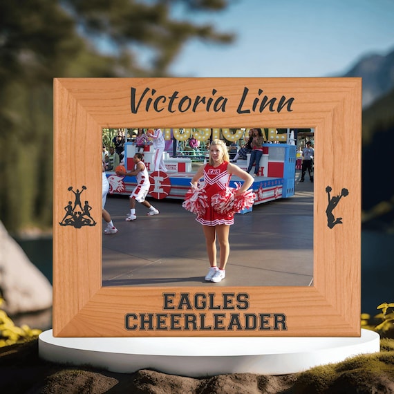 Cheerleader Custom Engraved Photo Frame | Cheerleader Gift | Personalized Keepsake for Team Memories