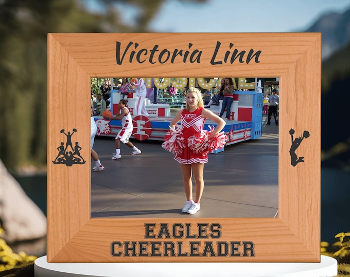 Cheerleader Custom Engraved Photo Frame | Cheerleader Gift | Personalized Keepsake for Team Memories