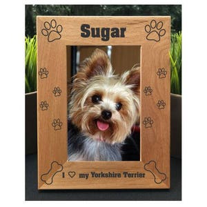 I Love My Yorkshire Terrier // Personalized Engraved Photo Frame // Picture Frame // Yorkie // We Love Our Yorkie // Gift image 2