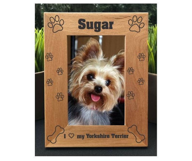 I Love My Yorkshire Terrier // Personalized Engraved Photo Frame // Picture Frame // Yorkie // We Love Our Yorkie // Gift image 2