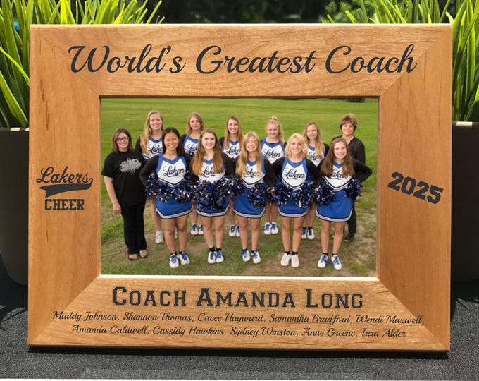 World's Greatest Cheer Coach // Personalized Engraved Photo Frame // Picture Frame // Gift // High School // Team // College // Cheerleading