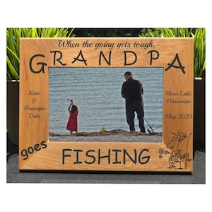 Grandpa Fishing // Personalized Engraved Photo Frame // Picture Frame // Grandfather // Papa // Grandson / Granddaughter // Gift