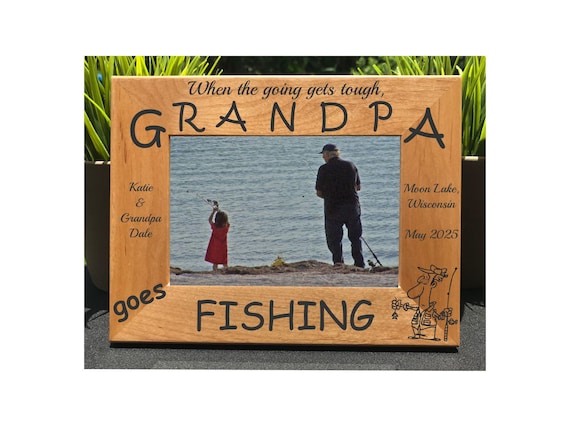 Grandpa Fishing // Personalized Engraved Photo Frame // Picture Frame // Grandfather // Papa // Grandson / Granddaughter // Gift