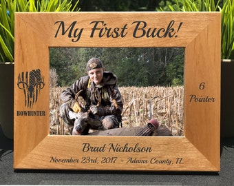 Deer Bow Hunter // First Buck // Photo Frame // Picture Frame // Personalized Engraved