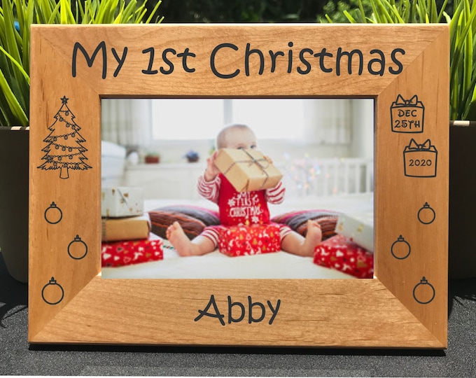 My First Christmas // Personalized Engraved Photo Frame // Picture Frame