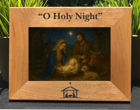 Christmas Frame // O Holy Night Engraved Photo Frame // Picture Frame