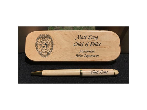 Police // Personalized Engraved Maple Pen Box Set // Trooper // Deputy // Sheriff // Detective // Agent // Police Gift