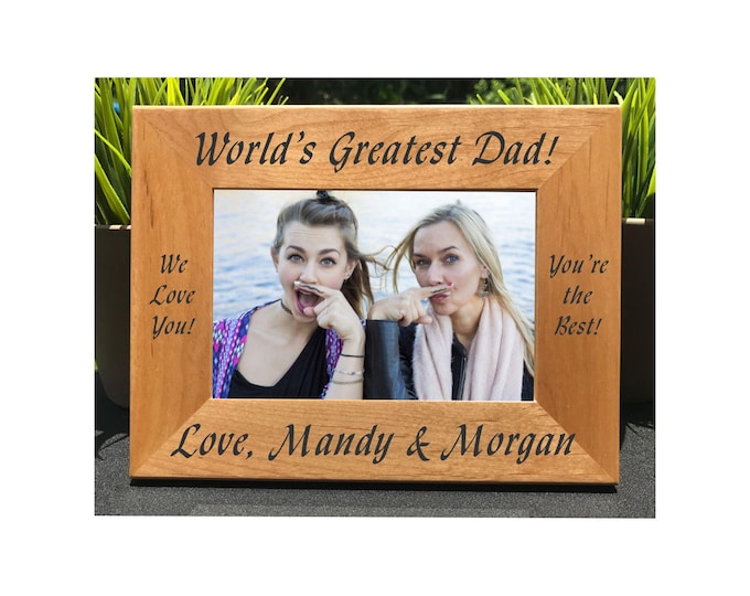 Personalized World's Greatest Dad Photo Frame – Custom Engraved Gift for Father, Papa, or Padre