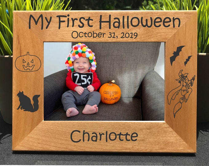My First Halloween // Personalized Engraved Photo Frame // Picture Frame