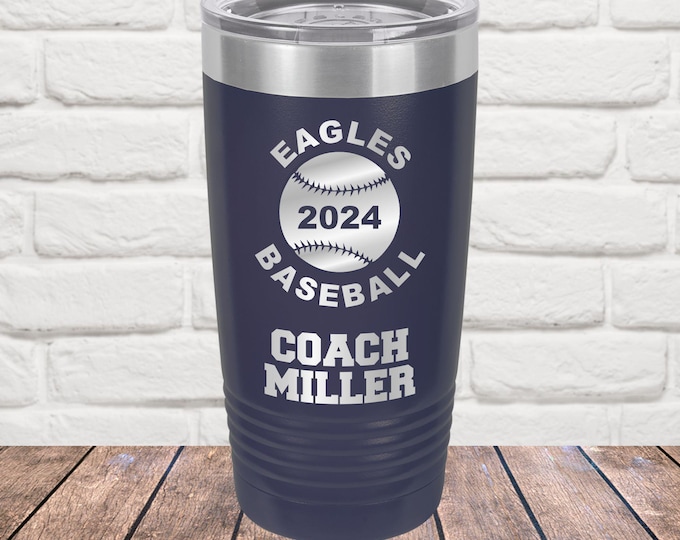 Personalized Baseball Coach Tumbler - Custom Engraved Gift for Coaches