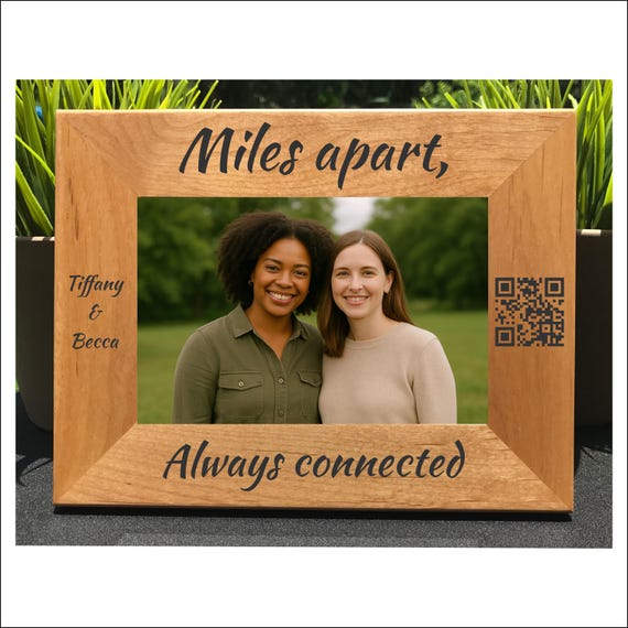 Custom Engraved Long Distance QR Message Frame | Personalized Photo Frame Gift