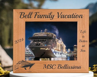 Family Cruise Vacation Custom Engraved Photo Frame | Personalized Keepsake for Cherished Memories | Nautical Decor