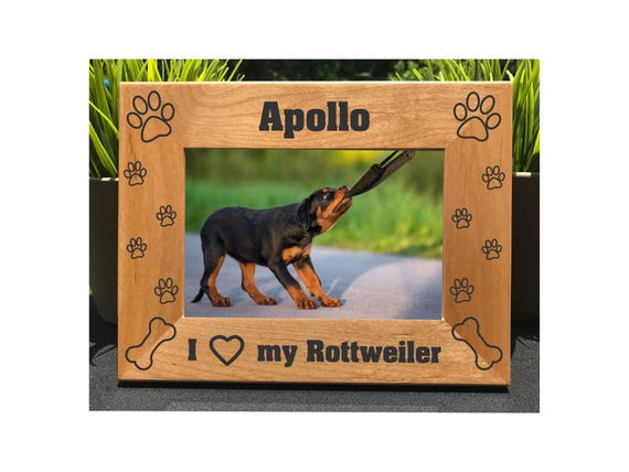 Engraved Rottweiler Photo Frame, Personalized Dog Memorial Gift