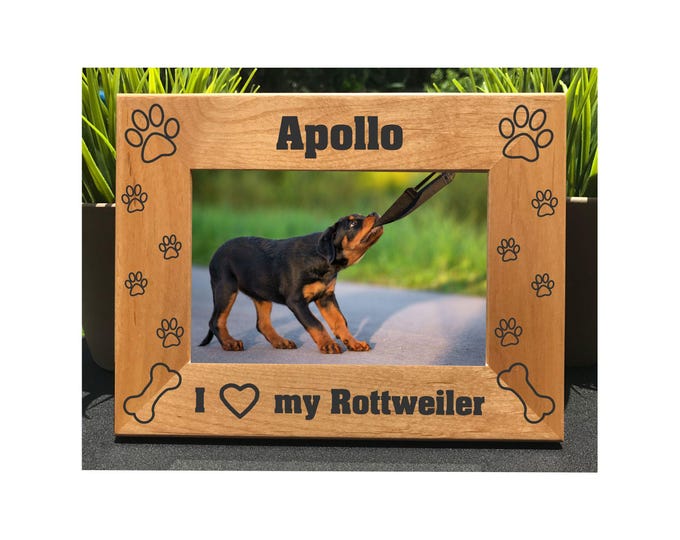 I Love my Rottweiler // Personalized Engraved Photo Frame // Picture Frame // Dog Lover Gift // New Puppy Gift // Rotty // We Love our