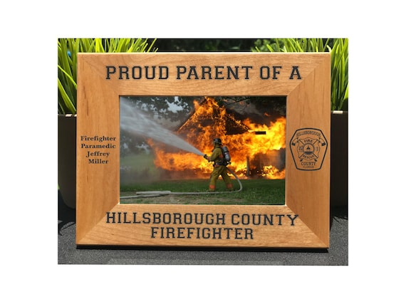 Personalized Engraved Wood Picture Frame - Firefighter Gift
