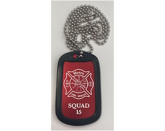 Firefighter // Dog Tag Necklace // Fireman // Fire Rescue // Fire Department // Child Gifts