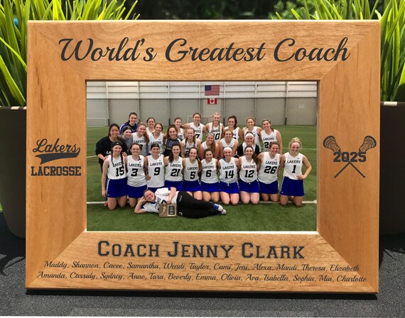 World's Greatest Lacrosse Coach // Personalized Engraved Photo Frame // Picture Frame // Gift // High School // College