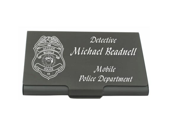 Personalized Engraved Police Officer Business Card Case - Sheriff, Trooper, Detective