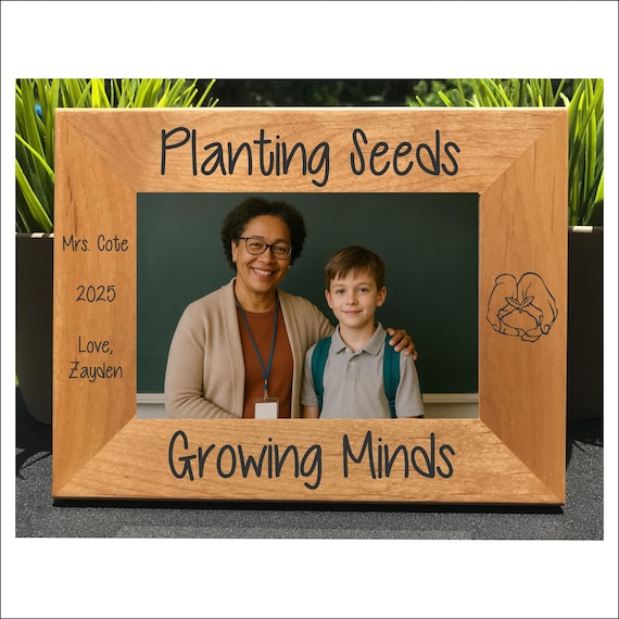 Personalized Engraved Alder Wood Photo Frame, Teacher Gift