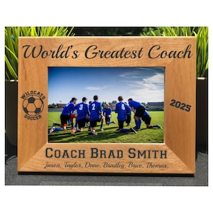 World&#39;s Greatest Soccer Coach // Personalized Engraved Photo Frame // Picture Frame // Gift // High School // Team // College