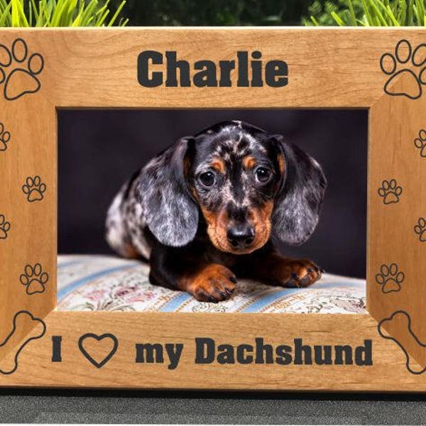 I Love My Dachshund // Personalized Engraved Photo Frame // Picture Frame // Dog Lover Gift // New Puppy Owner Gift // We Love Our Dachshund