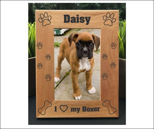 I Love my Boxer // Personalized Engraved Photo Frame // Picture Frame