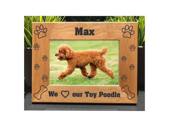 Personalized Toy Poodle Picture Frame – Engraved Alder Wood Pet Memorial