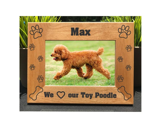 Personalized Toy Poodle Picture Frame – Custom Engraved Dog Lover Gift – I Love My Poodle Photo Frame – Pet Memorial Keepsake