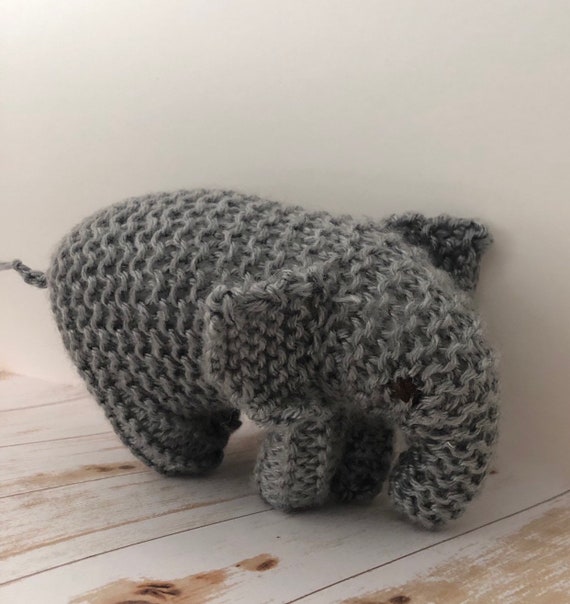Hand-knit Small Gray Elephant, Stuffed - Etsy