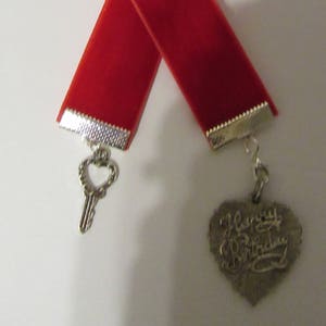 Red Velvet Bookmark Happy Birthday Heart - Ribbon Bookmark - Vintage Style Bookmark